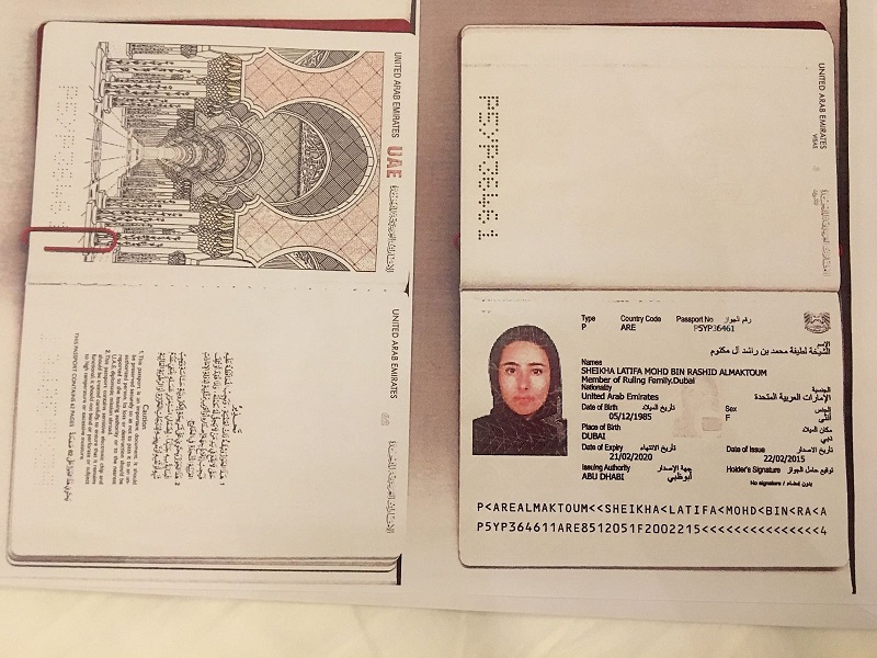 Photo of Princess Latifa's Passport